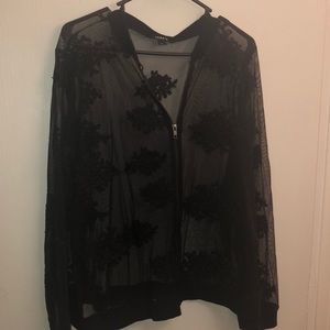Torrid lace sheer zipper up top-long sleeve